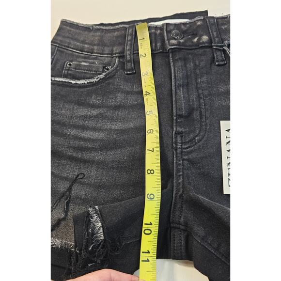 NWT Zenana sz S black grunge stretch pull on shorts raw hem comfort casual NEW - Picture 7 of 7